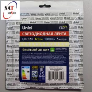 Лента Uniel тёплый белый свет 3000К (17 Вт/м)